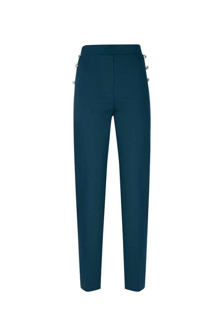 Oltre Tempo Pantalone in punto milano di viscosa con bottoncini su tasche Online