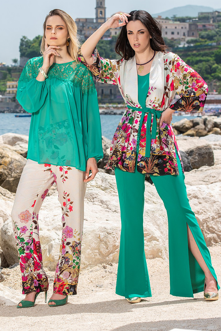 Oltre Tempo Pantalone ampio fantasia flowers