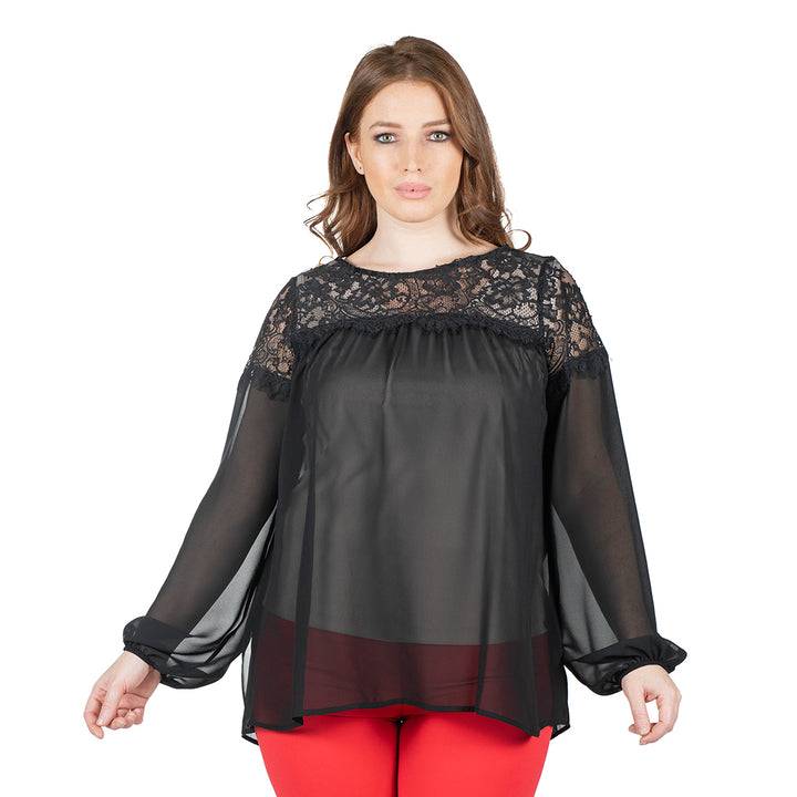 Oltre Tempo Casacca georgette chiffon con pizzo Negozio