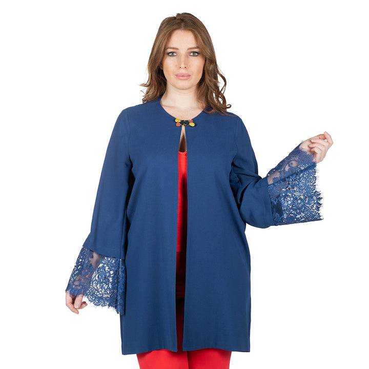 Oltre Tempo Spolverino in cadì unito con maniche in pizzo Negozio online di fabbrica