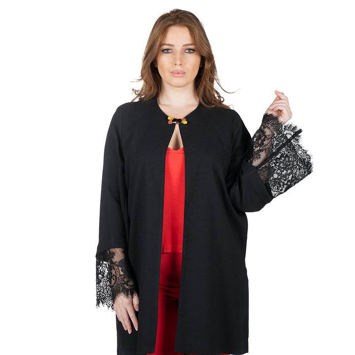 Oltre Tempo Spolverino in cadì unito con maniche in pizzo Negozio online di fabbrica