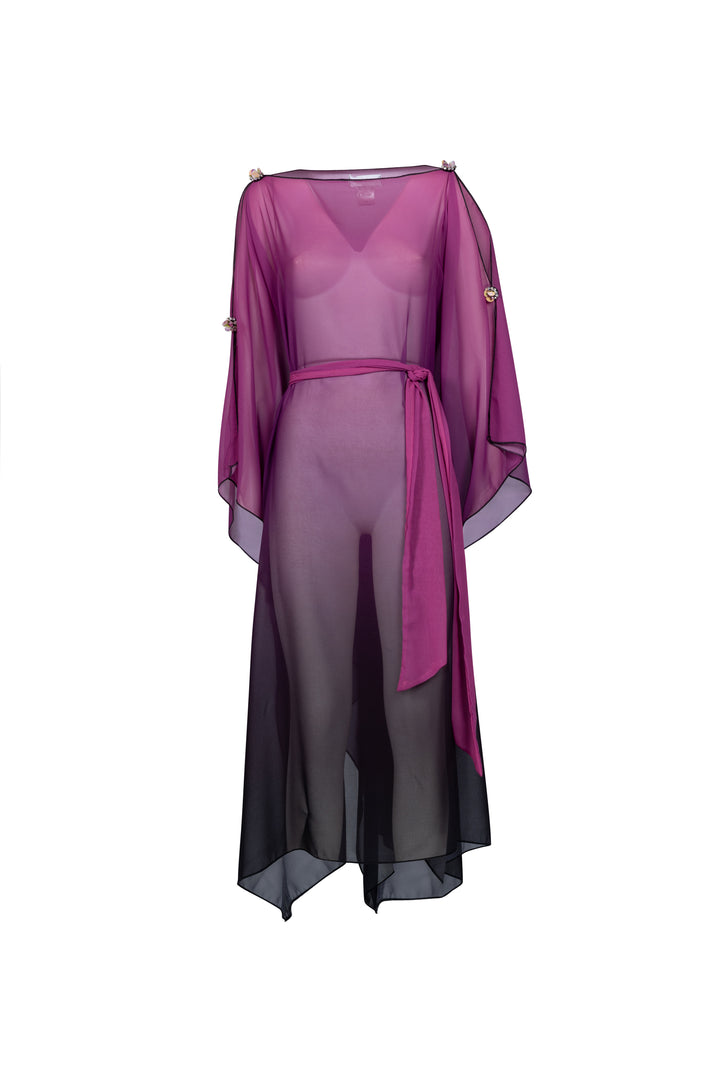 Oltre Tempo Kaftano degradè con fiori su spalle Prezzo di fabbrica