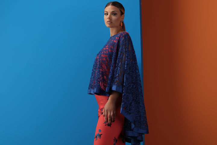 Oltre Tempo Mantella in pizzo bordata in raso Offerta Pasqua