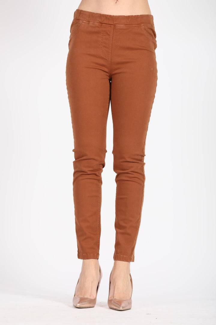 Oltre Tempo Pantalone in cotone con elastico finta tasca