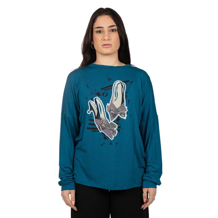 Oltre Tempo Maglia in viscosa con stampa Liquidazione