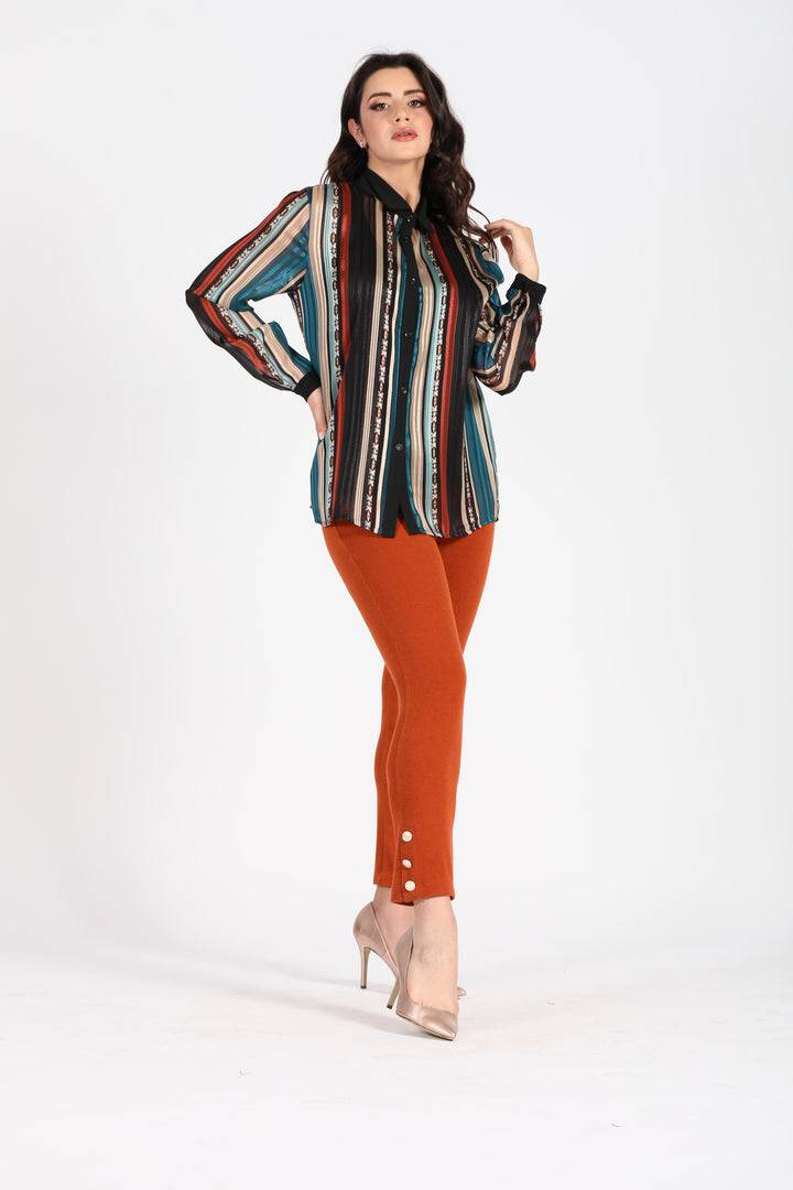 Oltre Tempo Pantalone capri mano lana con bottoncini al fondo