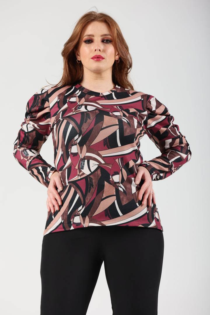 Oltre Tempo Maglia girocollo con pieghe sulle maniche