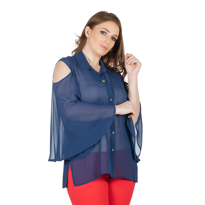 Oltre Tempo Camicia in georgette chiffon con maniche ampie 50% di sconto per tempo limitato