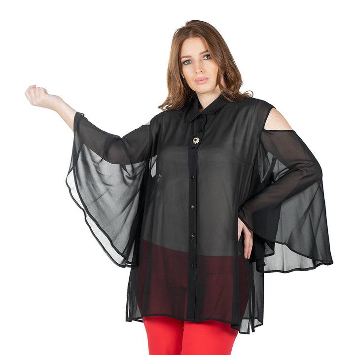 Oltre Tempo Camicia in georgette chiffon con maniche ampie 50% di sconto per tempo limitato