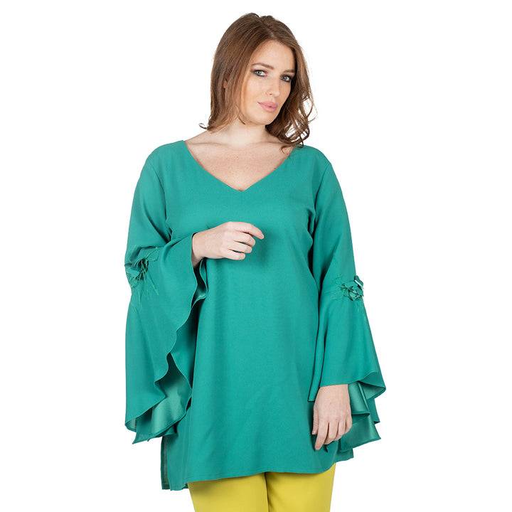 Oltre Tempo Casacca in cadì unita con applicazioni senza maniche In Linea