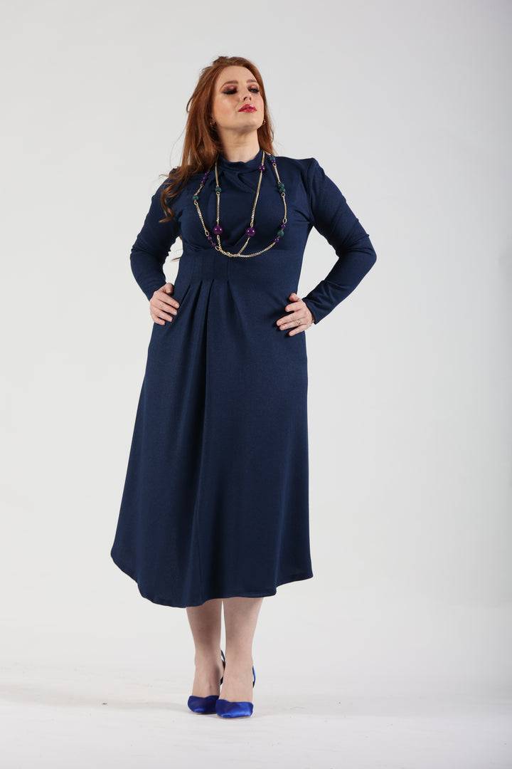 Oltre Tempo Abito in lurex con pistagna e pieghe sul lato