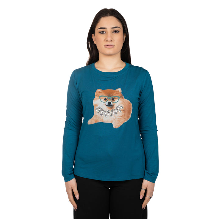 Oltre Tempo Maglia in viscosa con stampa Consegna Veloce