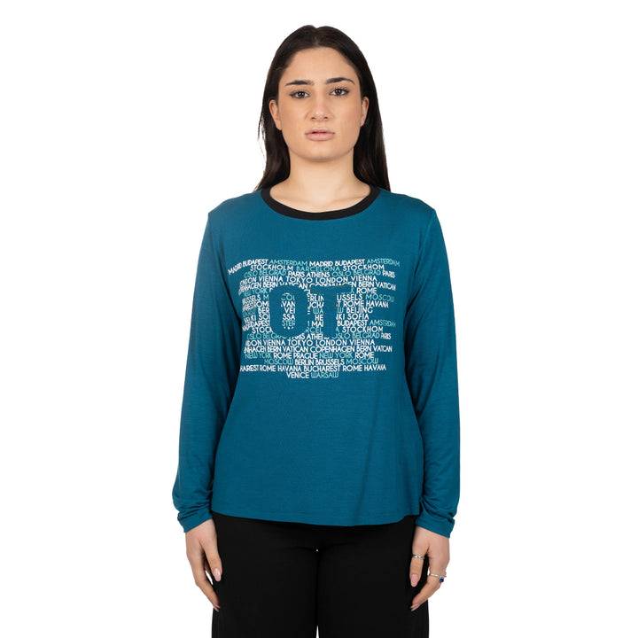 Oltre Tempo Maglia in viscosa con scritte Fino Al -60%