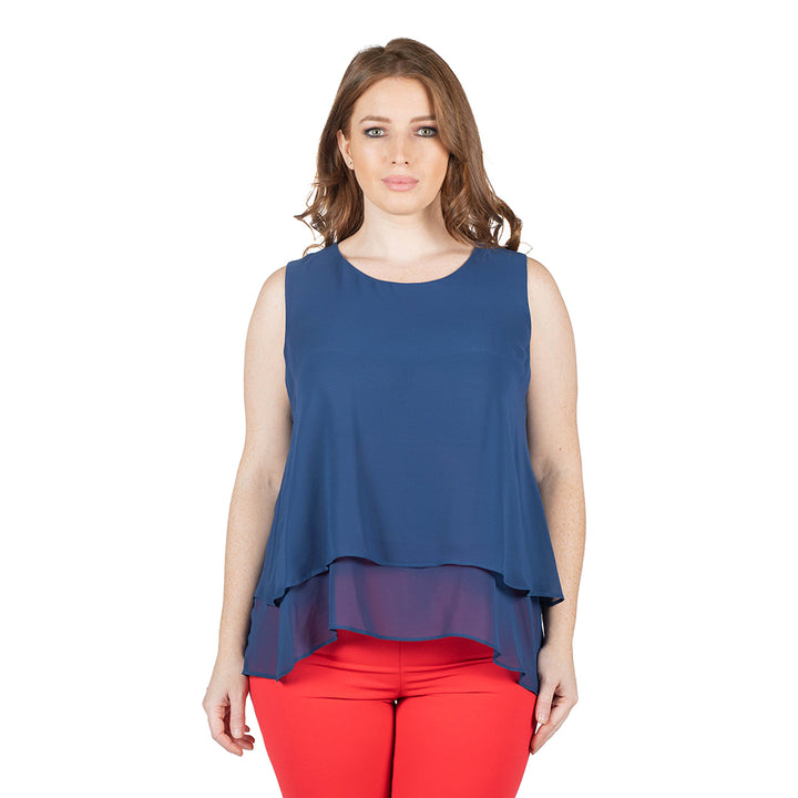 Oltre Tempo Top georgette chiffon con balza Shopping Online