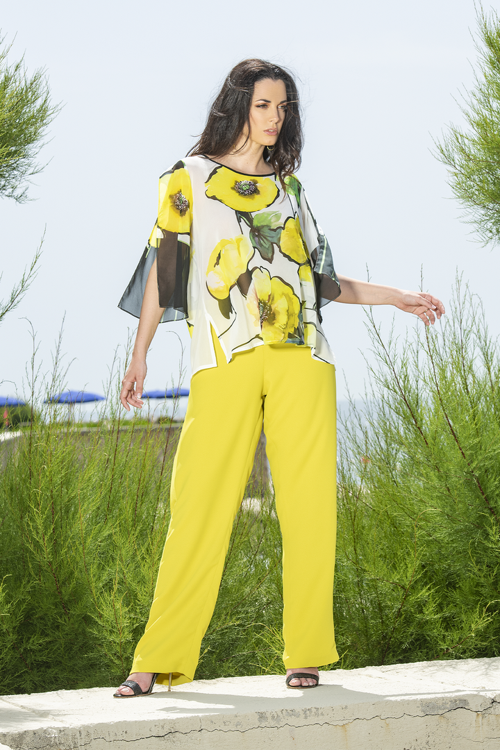 Oltre Tempo Casacca yellow flowers in georgette