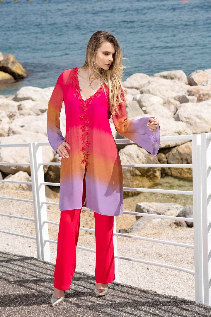 Oltre Tempo Kaftano in viscosa con applicazione