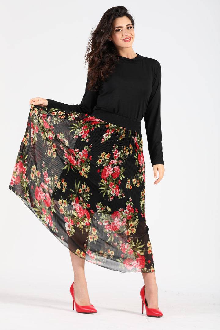 Oltre Tempo Gonna fantasia floreale plissettata