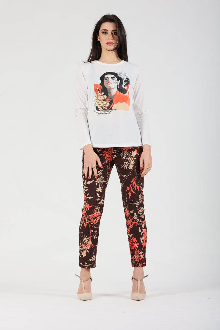 Oltre Tempo T-shirt in viscosa fantasia