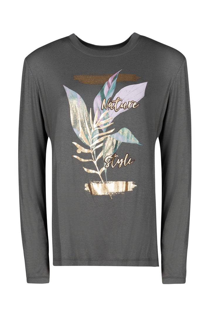 Oltre Tempo T-shirt girocollo manica lunga in viscosa Super Saving Price