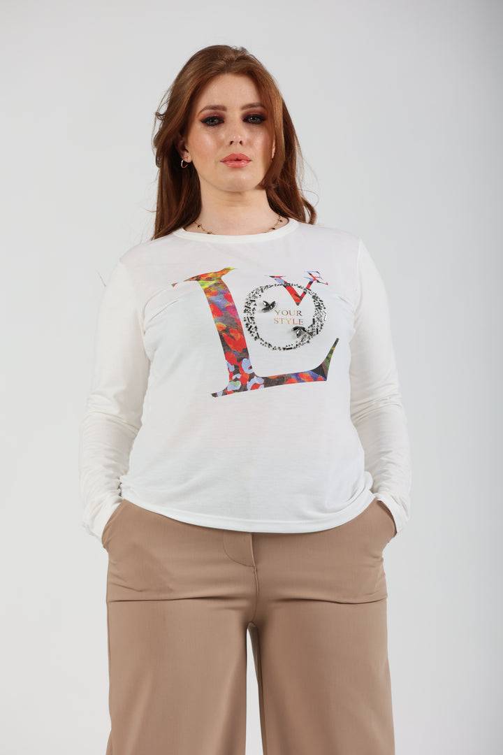 Oltre Tempo T-shirt in viscosa con stampa Offerta settimanale