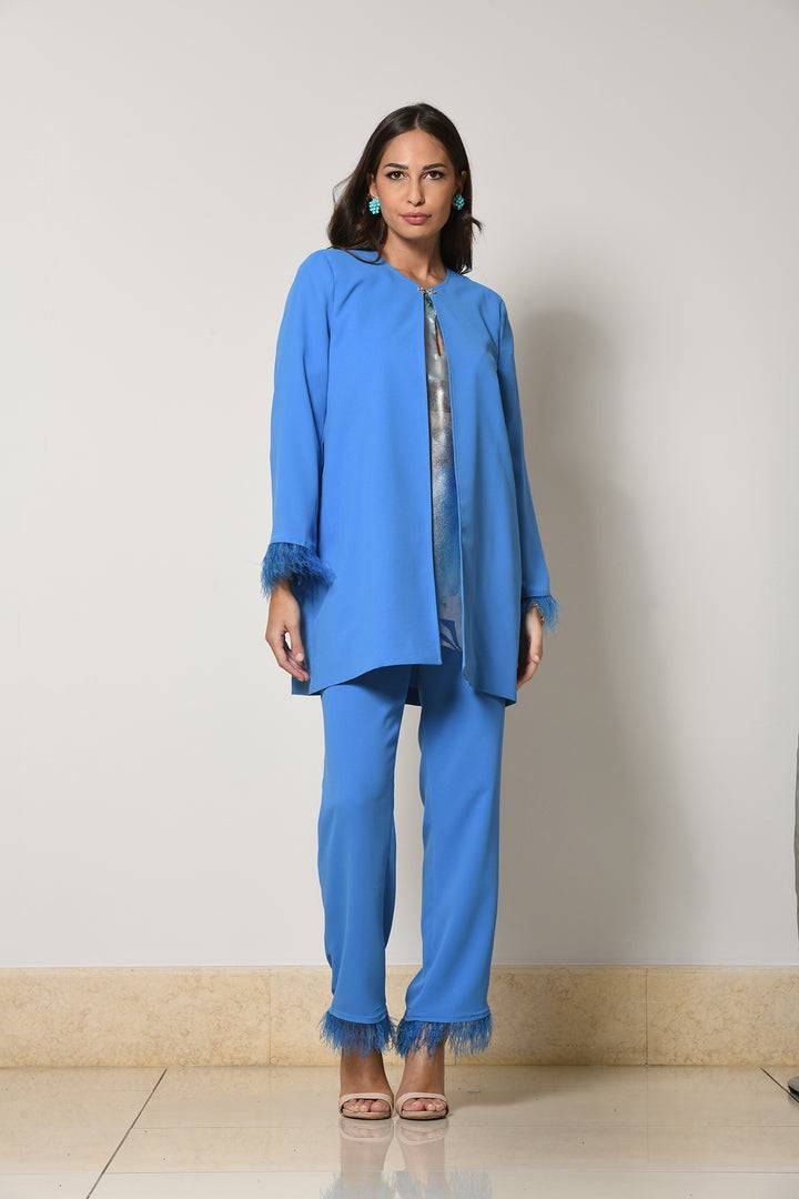 Oltre Tempo Spolverino con gancetto e maniche con piume