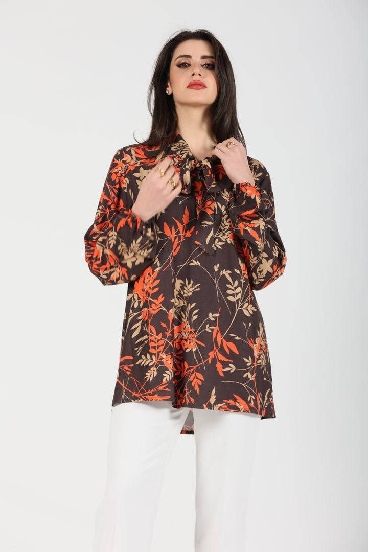 Oltre Tempo Casacca in vajella fantasia con sciarpetta Spedizione Gratuita