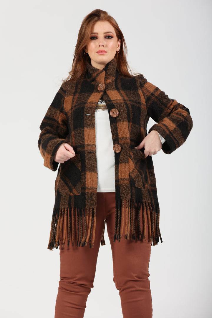 Oltre Tempo Cappotto corto in lana a quadri