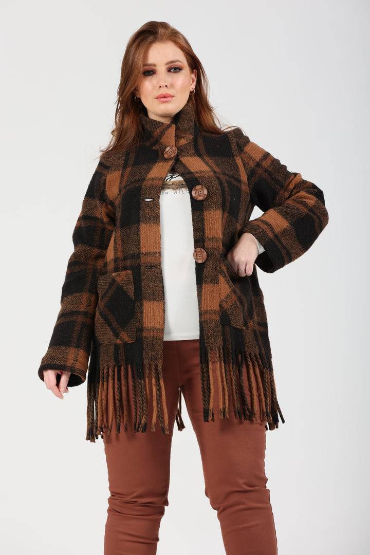 Oltre Tempo Cappotto corto in lana a quadri Shopping Online