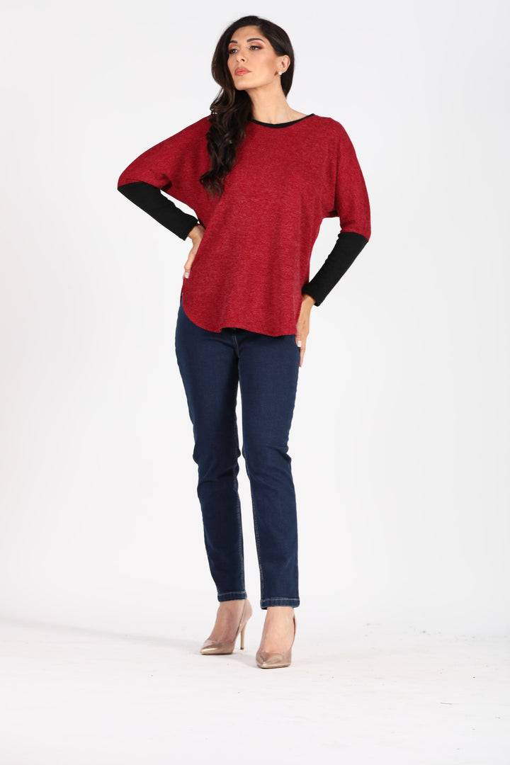 Oltre Tempo Maglia mano lana con contrasti