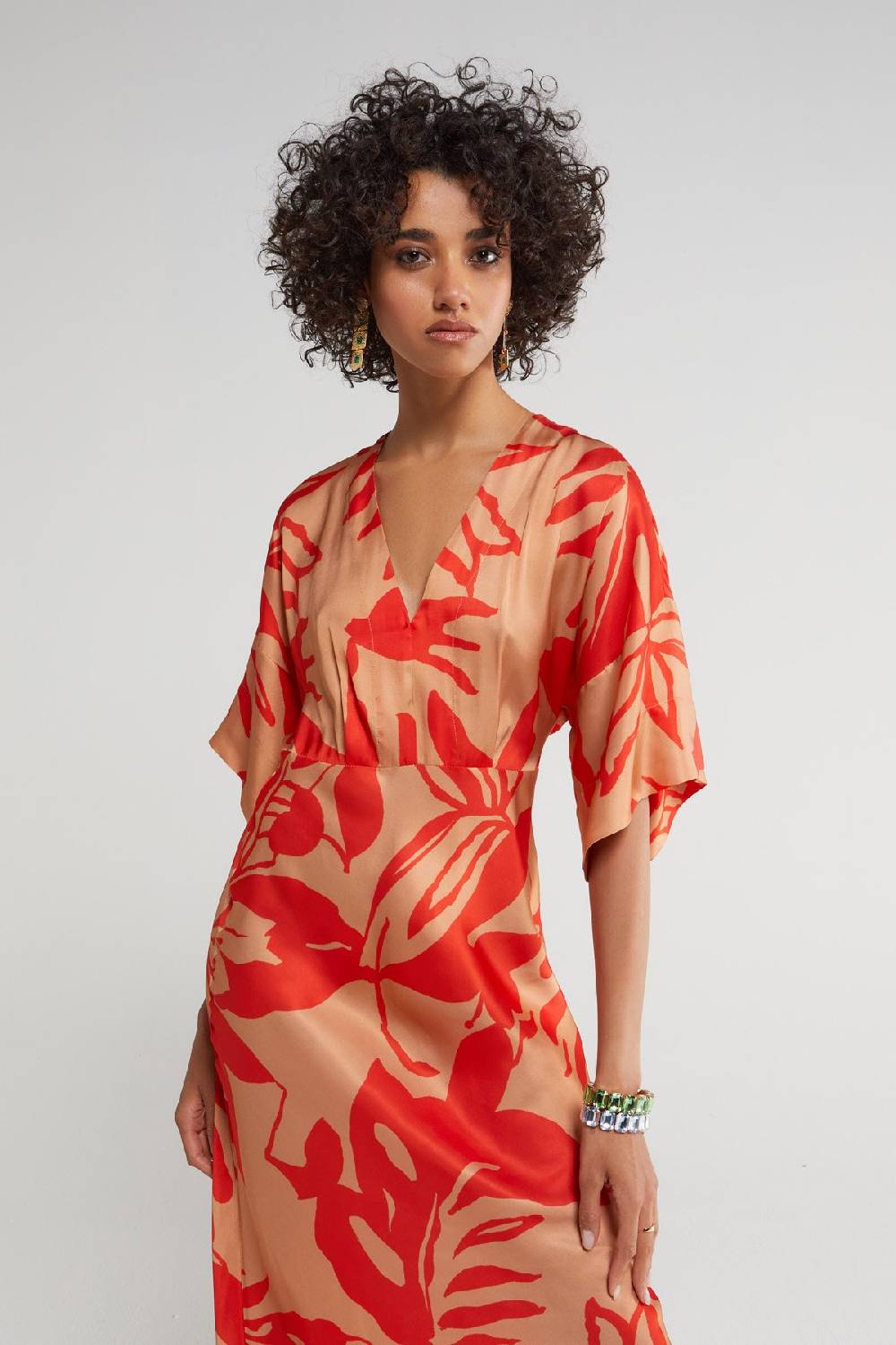 ottod'Ame Printed viscose V-neck long dress Sottocosto