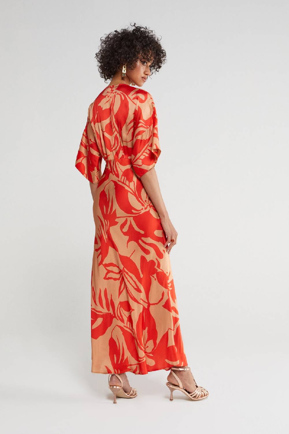 ottod'Ame Printed viscose V-neck long dress Sottocosto