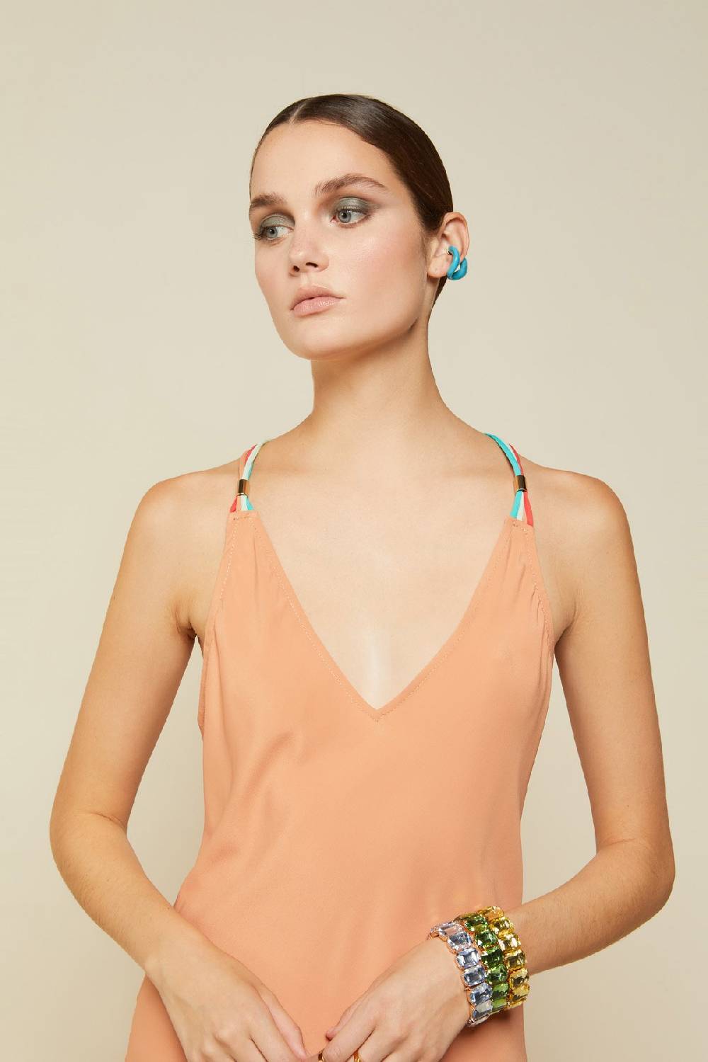 ottod'Ame Silk blend long dress with contrasting straps Ultimi due giorni