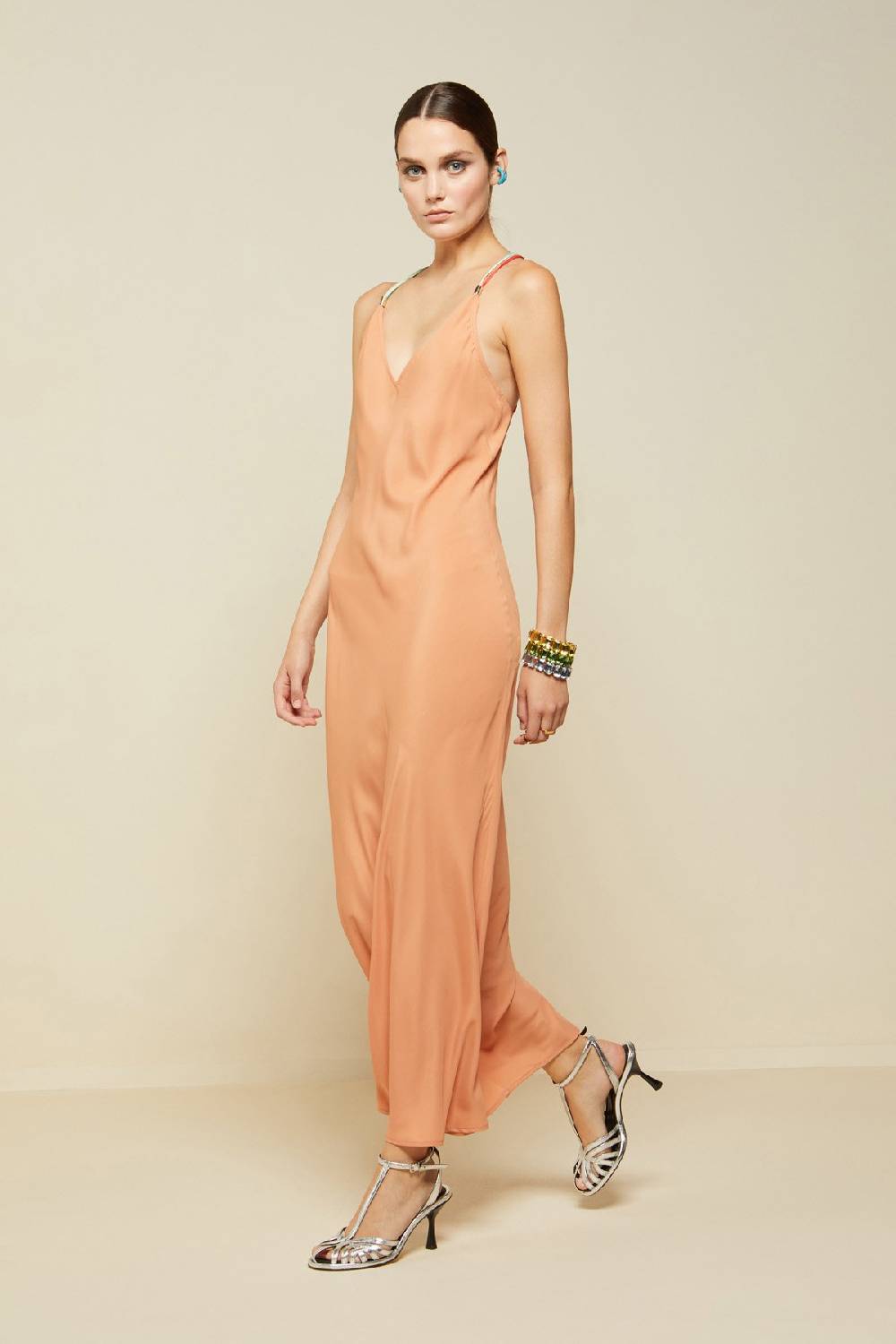 ottod'Ame Silk blend long dress with contrasting straps Ultimi due giorni