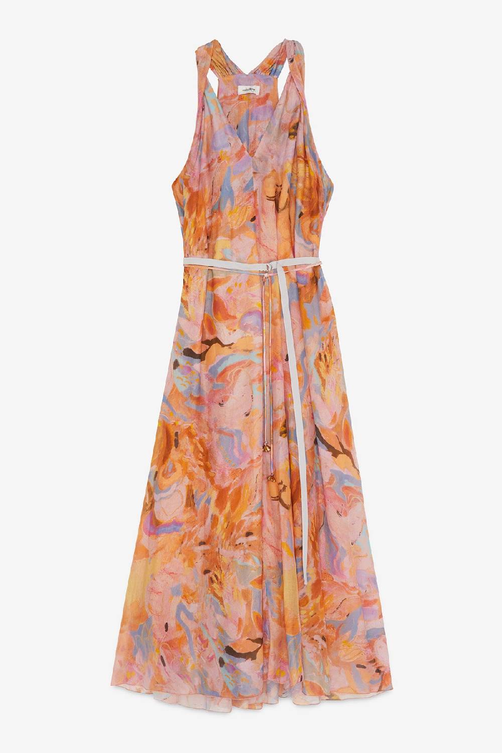 ottod'Ame Silk blend long dress with foulard neckline Ultimo giorno