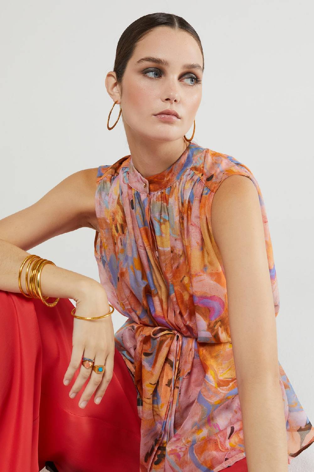 ottod'Ame Silk blend sleeveless shirt Fino al 50% di sconto
