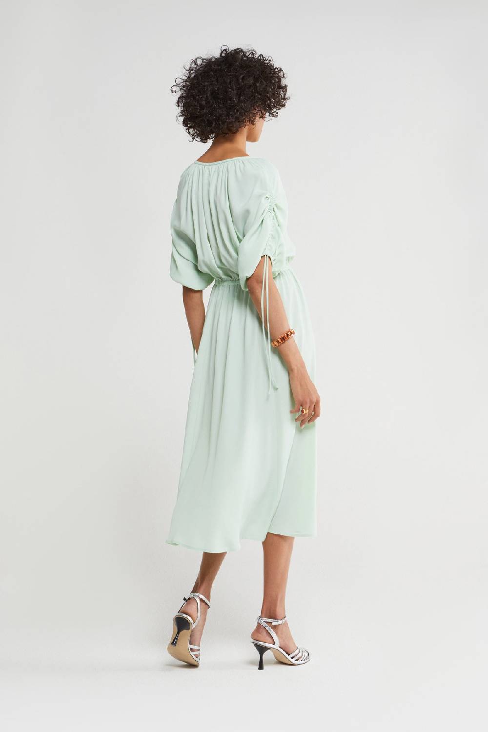 ottod'Ame Silk blend midi dress with drawstring Sostegno trimestrale