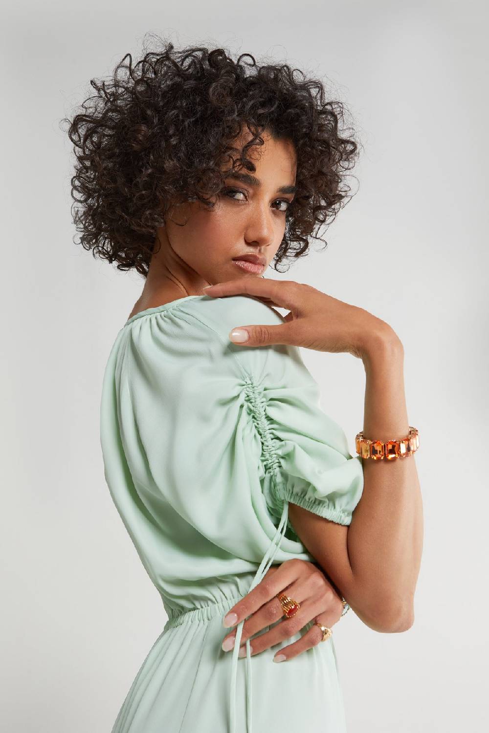 ottod'Ame Silk blend midi dress with drawstring Sostegno trimestrale