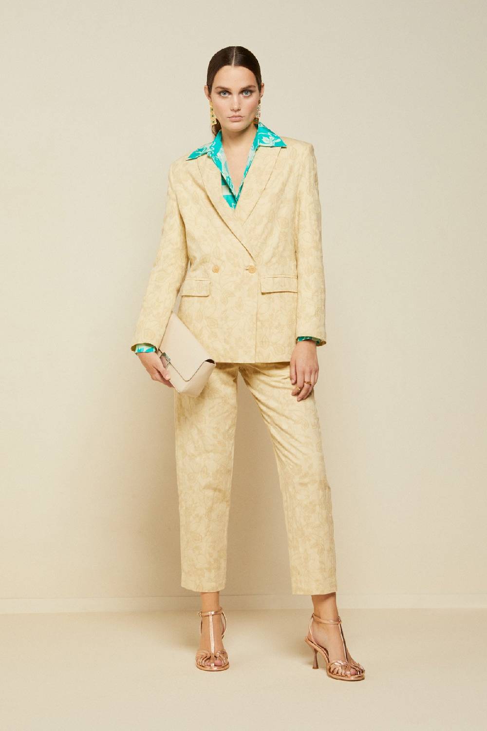 ottod'Ame Double-breasted jacket with embroidery In Linea