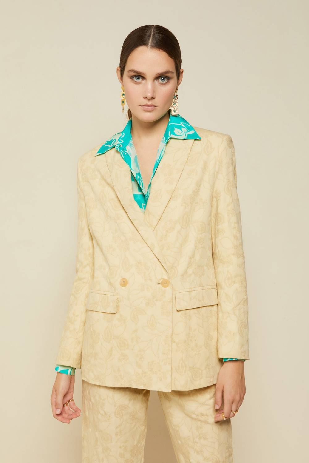 ottod'Ame Double-breasted jacket with embroidery In Linea