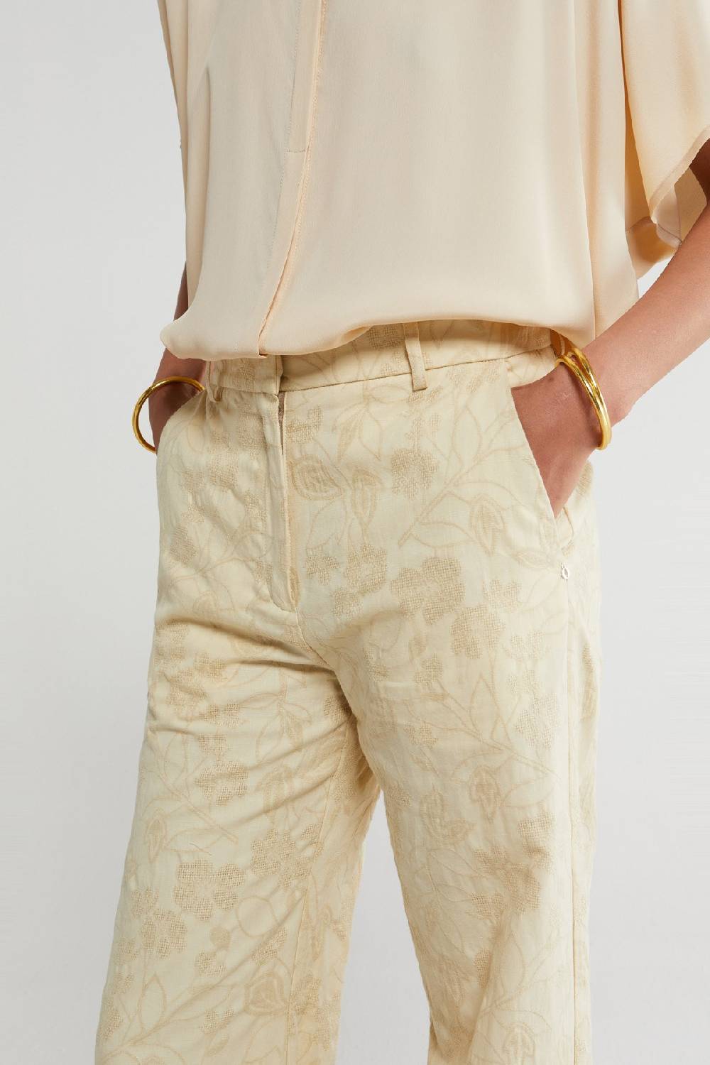 ottod'Ame Linen blend trousers with embroidery Nuovo