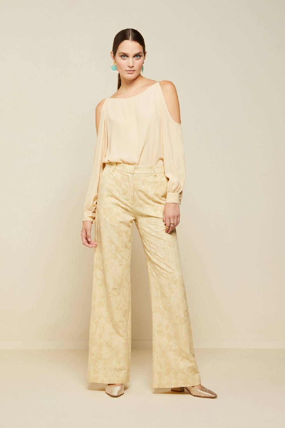 ottod'Ame Linen blend trousers with embroidery Nuovo