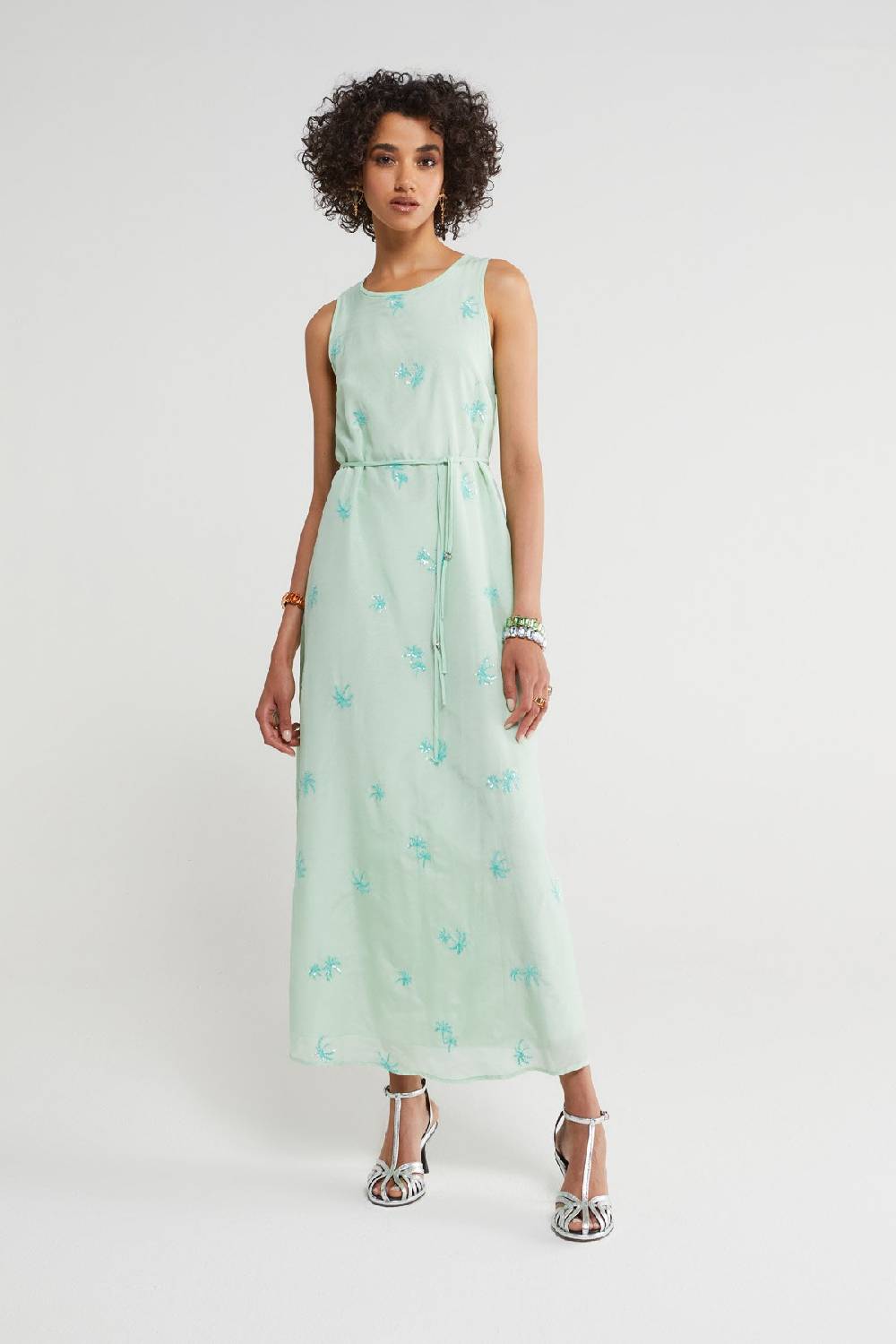 ottod'Ame Silk blend long dress with embroideries