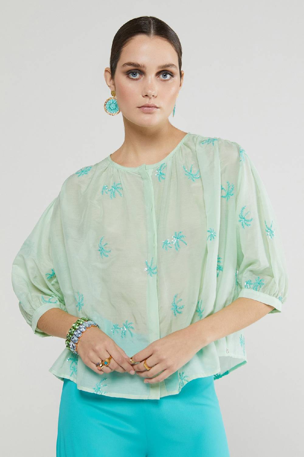 ottod'Ame Transparent shirt with embroideries Shopping Online