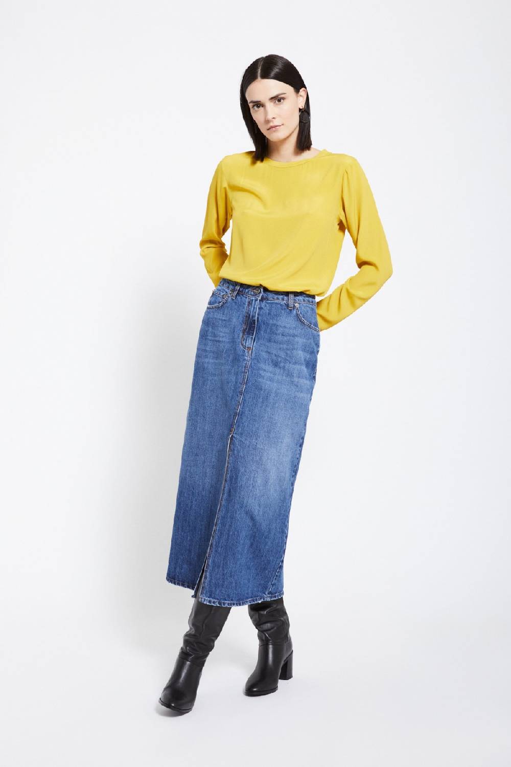 ottod'Ame Denim midi skirt Vendita Calda