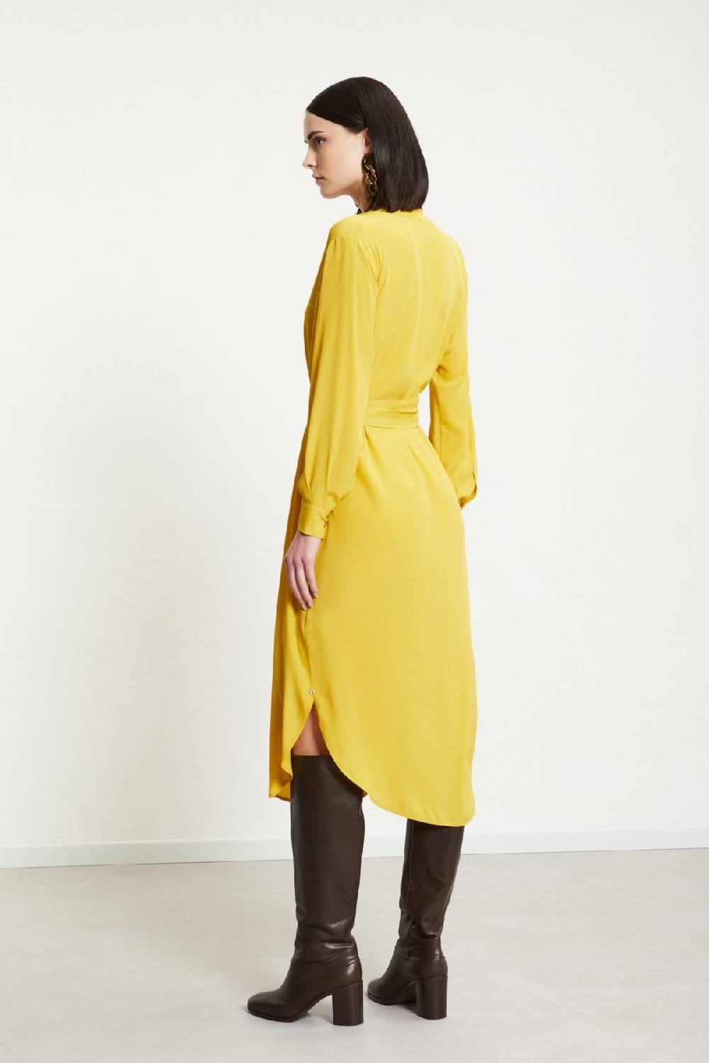 ottod'Ame Silk-blend midi dress with sash Saldi Di Fabbrica