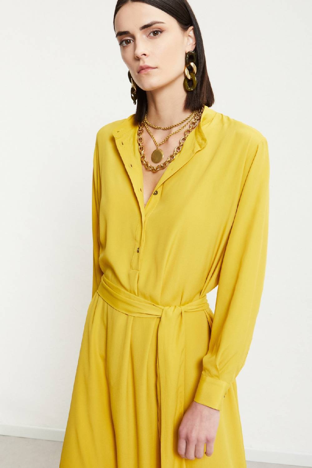 ottod'Ame Silk-blend midi dress with sash Saldi Di Fabbrica