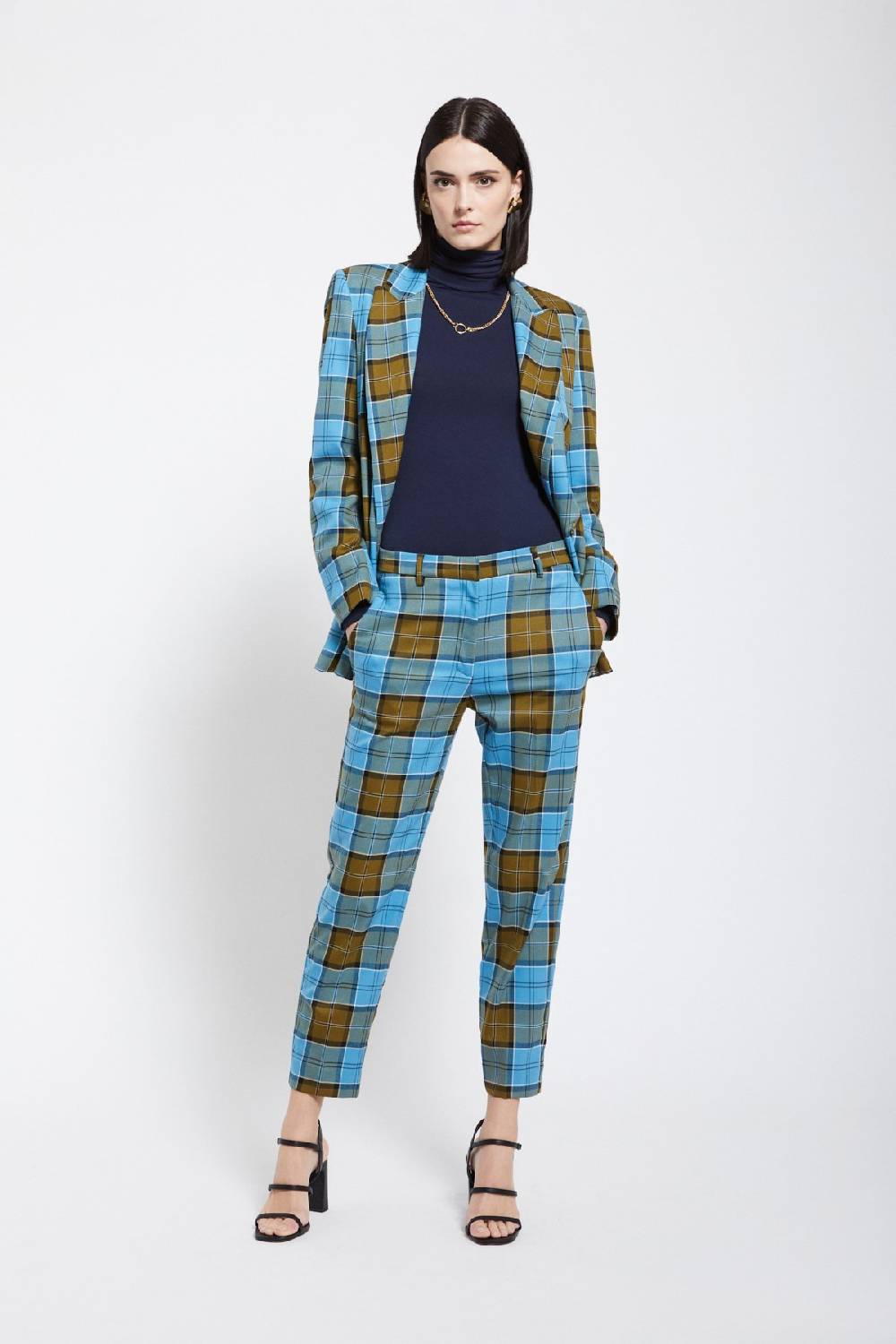 ottod'Ame Printed tartan anlke lenght trousers