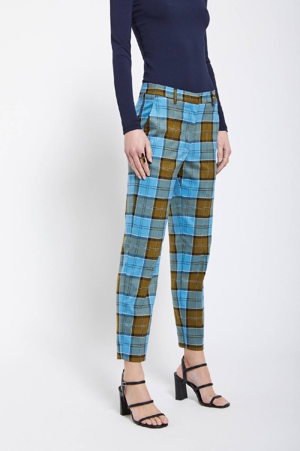 ottod'Ame Printed tartan anlke lenght trousers Negozio