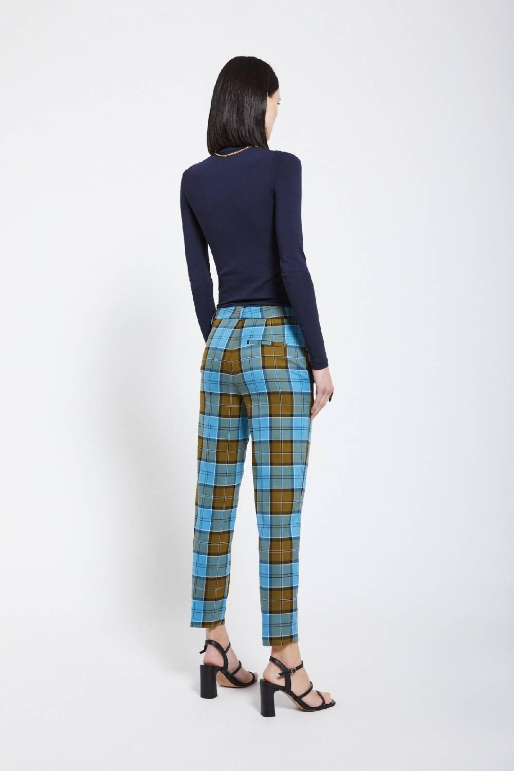 ottod'Ame Printed tartan anlke lenght trousers Negozio