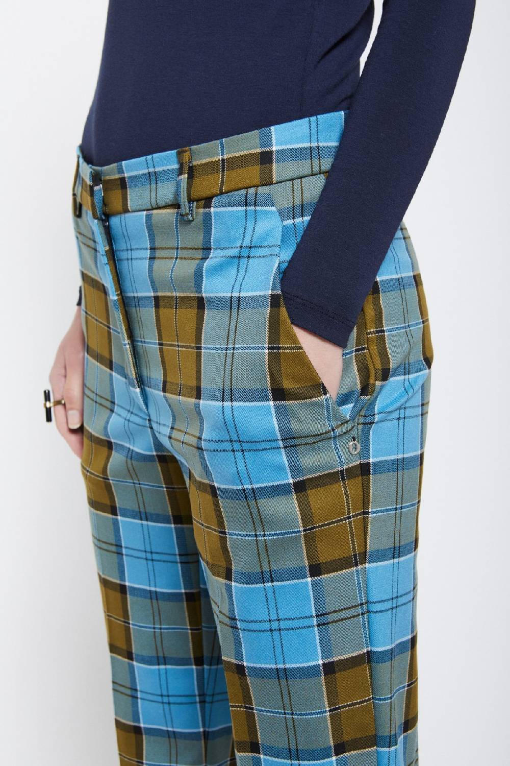 ottod'Ame Printed tartan anlke lenght trousers Negozio